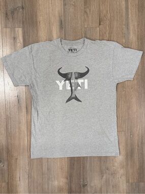 Yeti Gray Tee with White Logo and Black Graphic